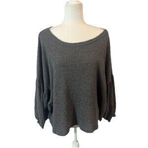 Day To Day Gray Oversized Balloon Sleeve Textured Crop Peasent Top Size Large